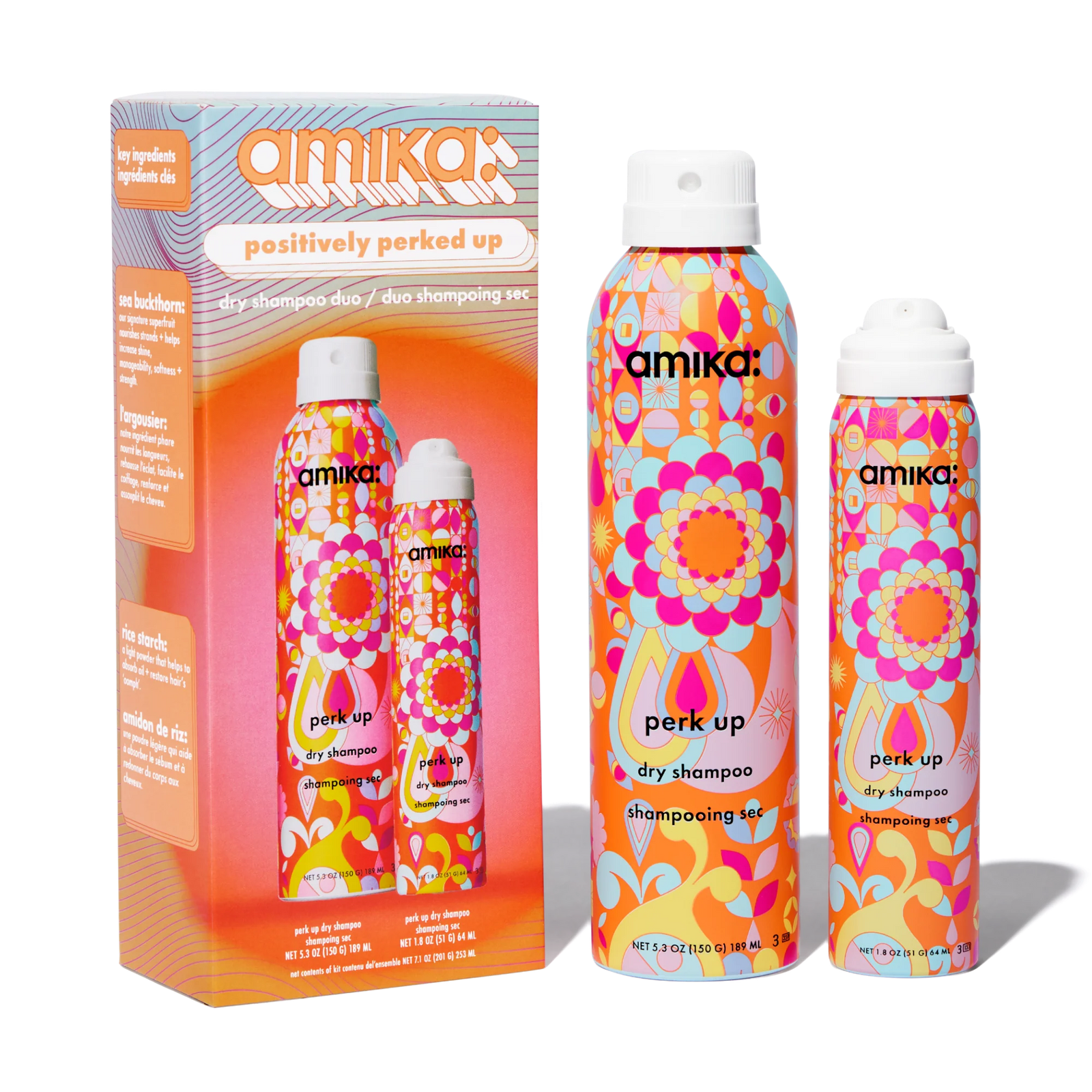  Duo Positively Perked Up Amika – Shampoing sec en format régulier et mini 