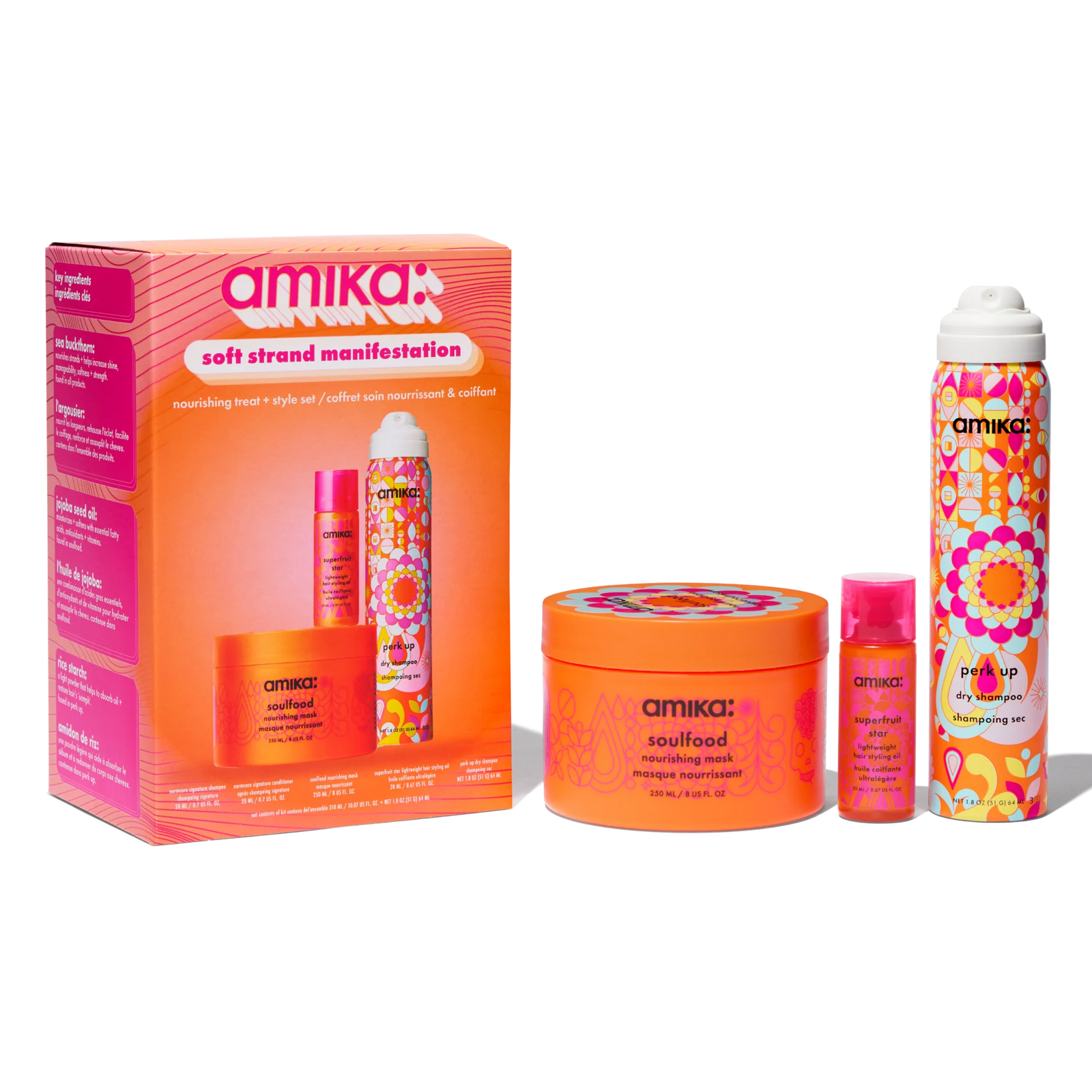 Coffret amika Soft Strand Manifestation – 3 soins nourrissants pour cheveux secs ou abîmés