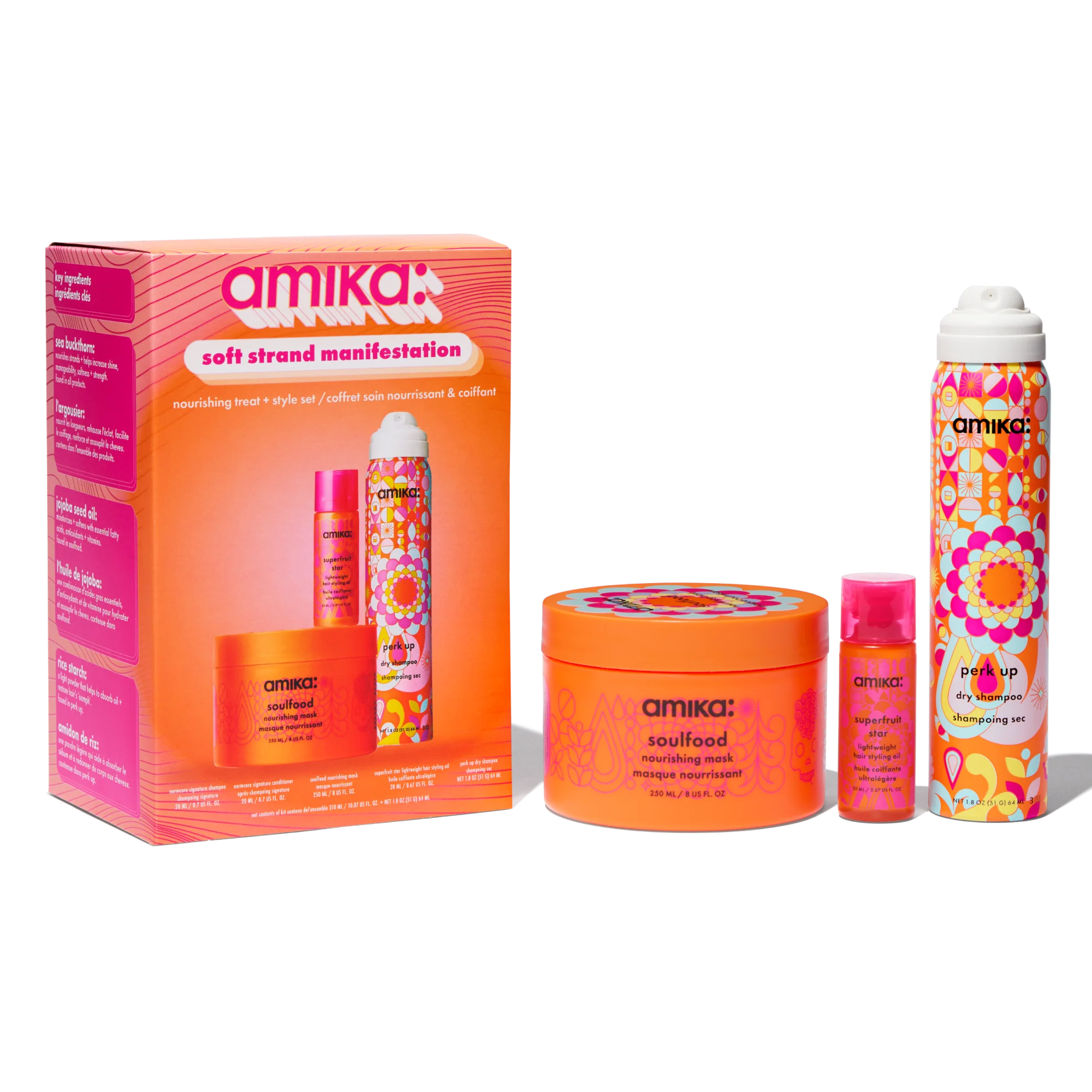 Coffret amika Soft Strand Manifestation – 3 soins nourrissants pour cheveux secs ou abîmés