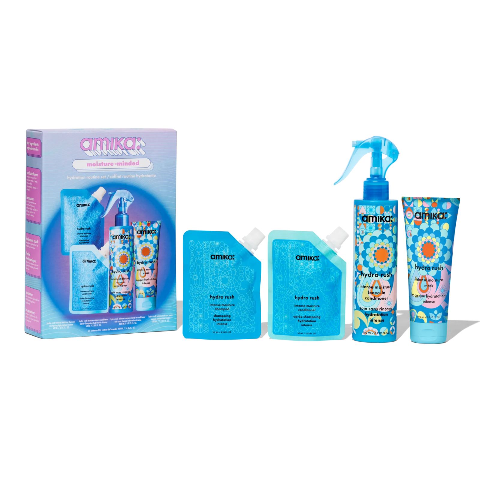 Coffret Moisture Minded amika – Routine hydratante cheveux format voyage