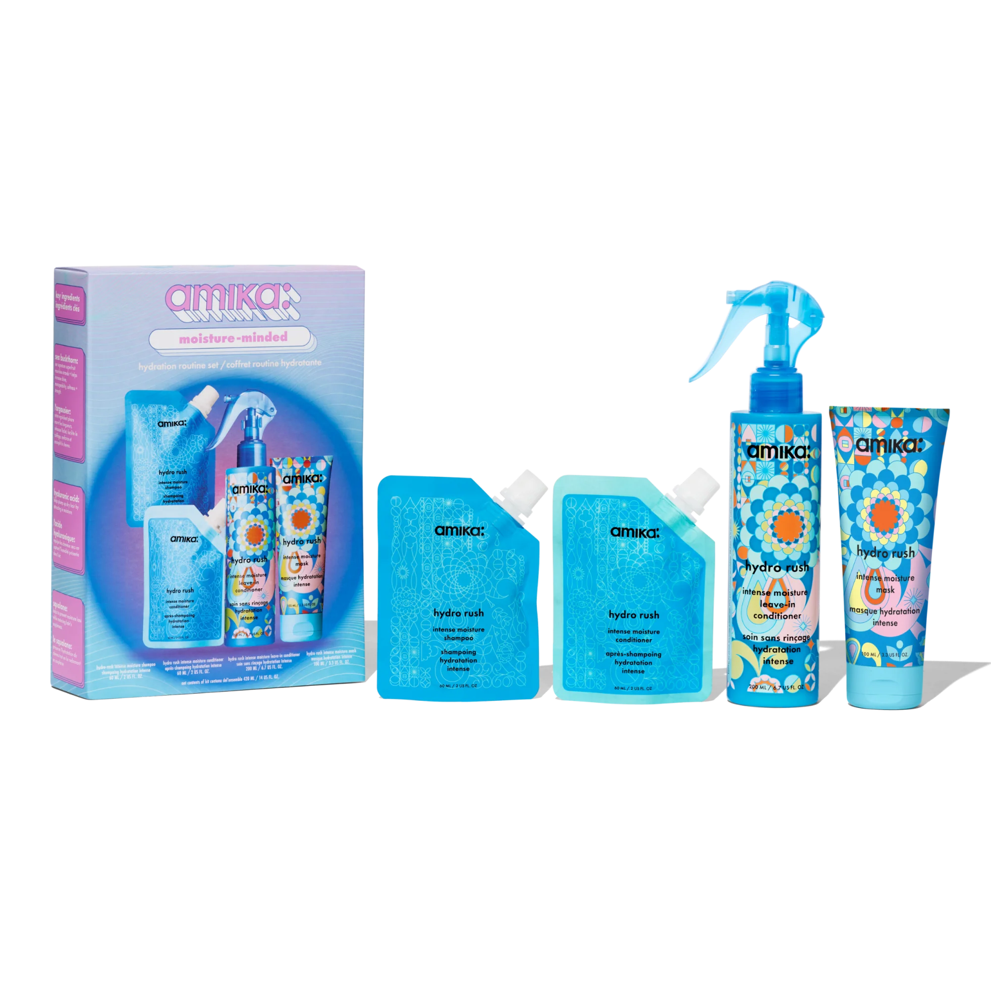 Coffret Moisture Minded amika – Routine hydratante cheveux format voyage