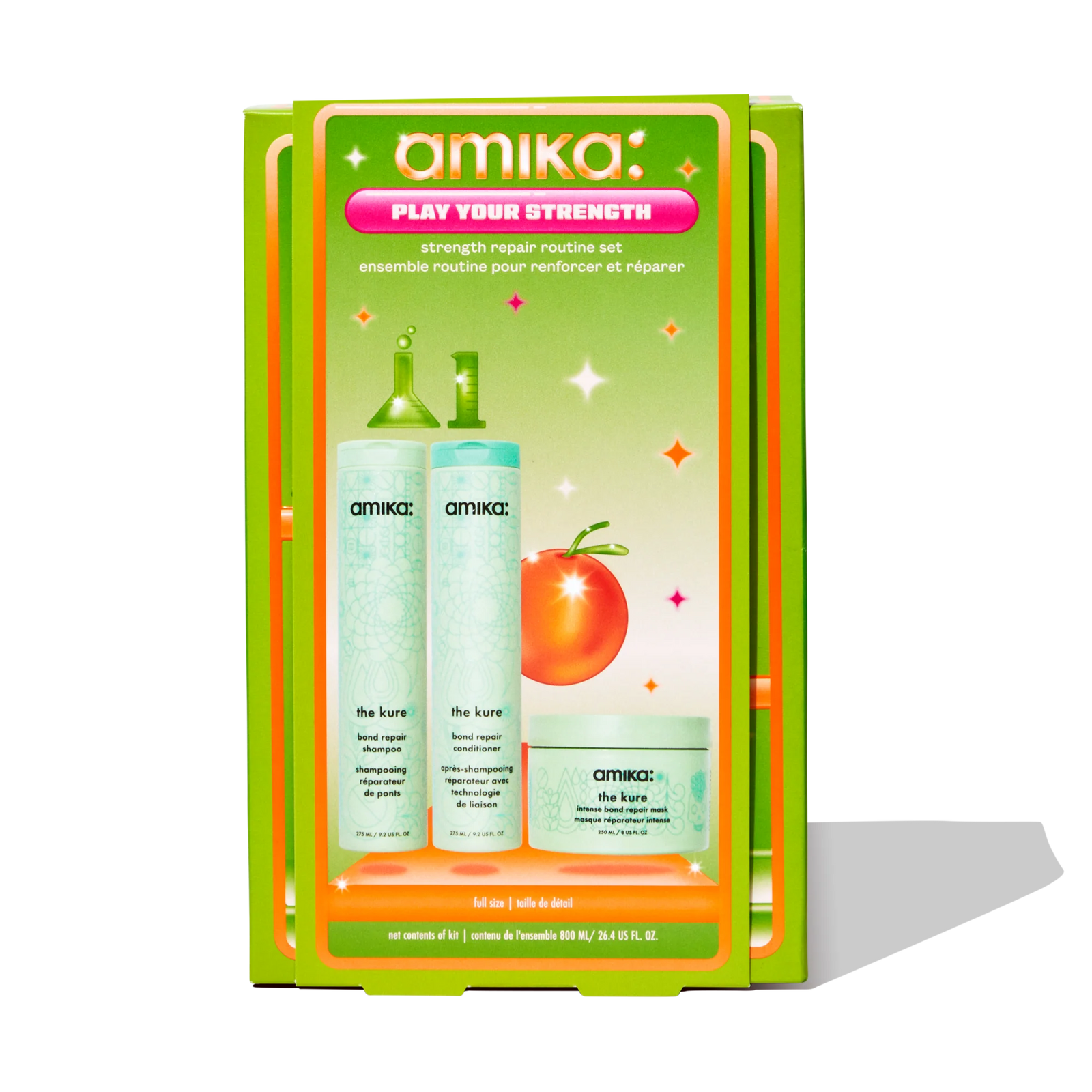 Coffret Play Your Strength amika – Routine fortifiante réparatrice pour cheveux abîmés 