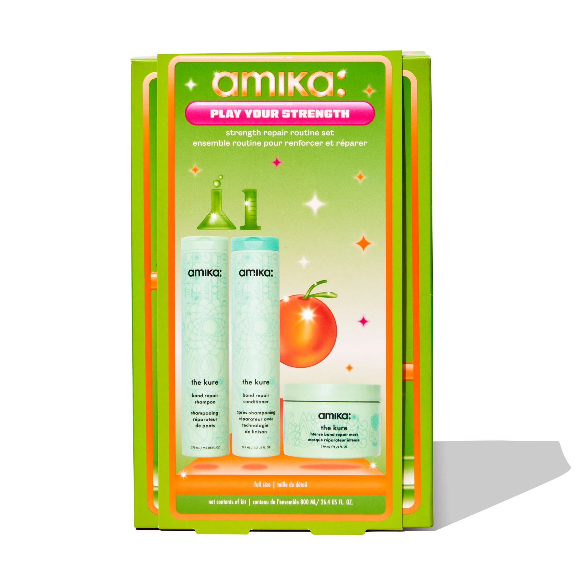 Coffret Play Your Strength amika – Routine fortifiante réparatrice pour cheveux abîmés 