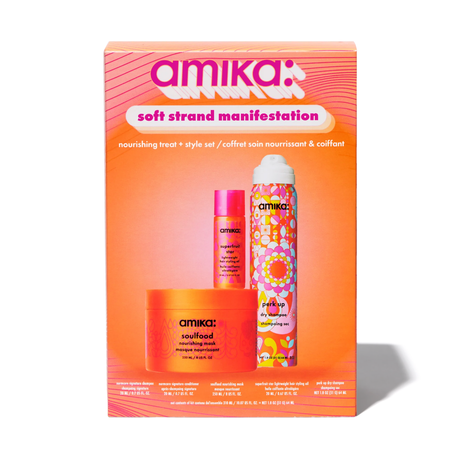Coffret amika Soft Strand Manifestation – 3 soins nourrissants pour cheveux secs ou abîmés