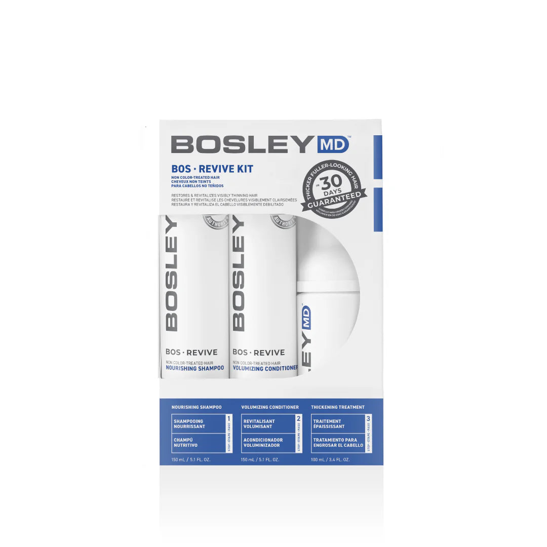Coffret BosleyMD BosRevive pour cheveux non colorés – soin en 3 étapes pour la densité capillaire