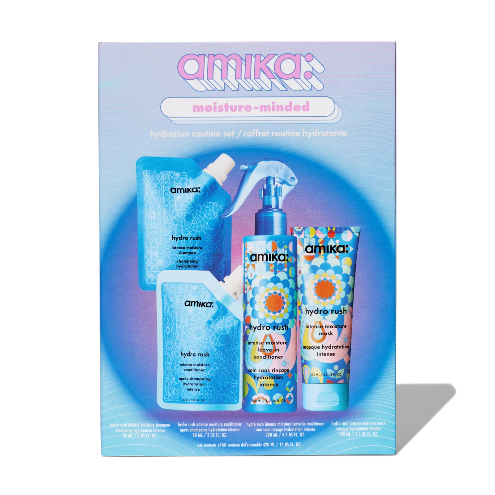 Coffret Moisture Minded amika – Routine hydratante cheveux format voyage