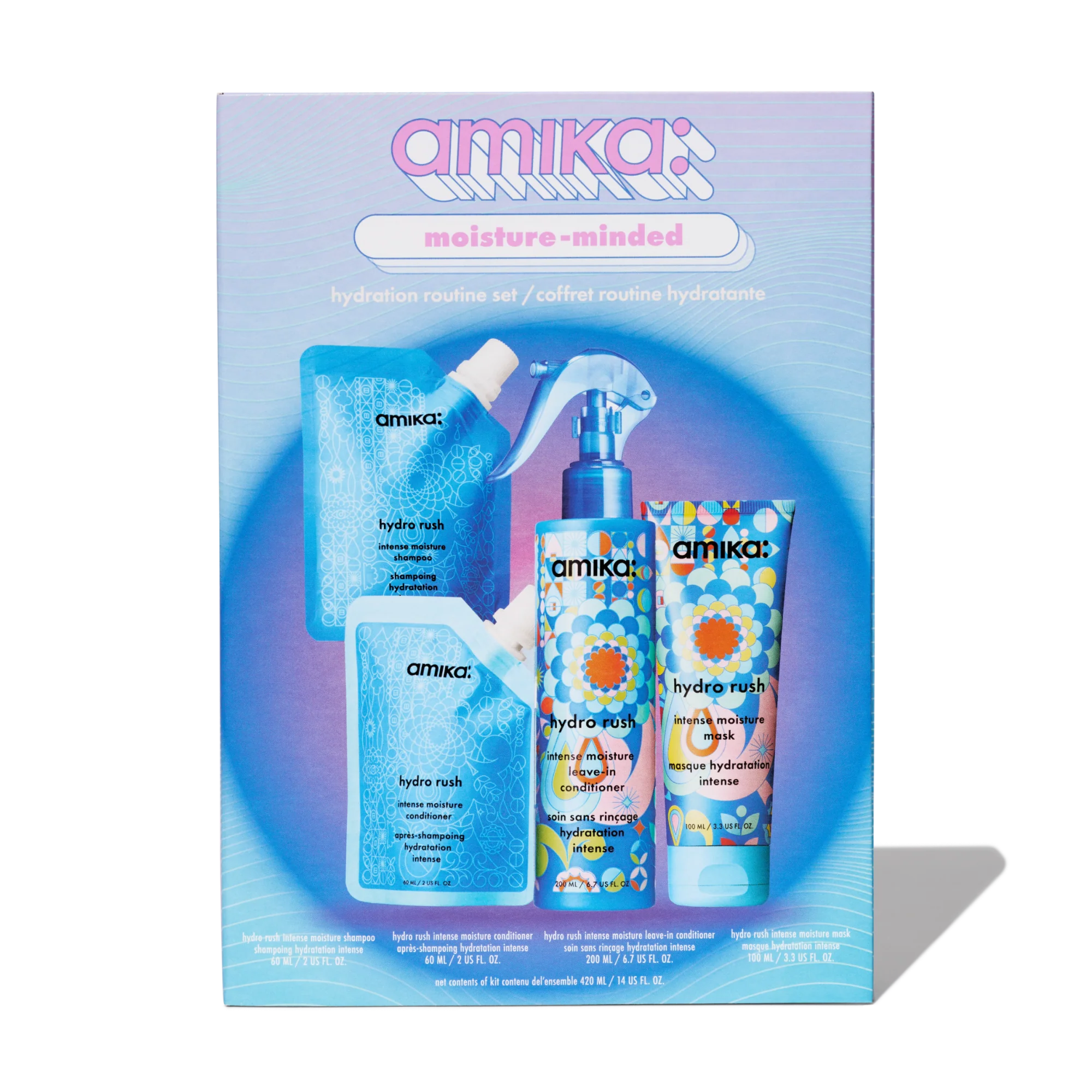 Coffret Moisture Minded amika – Routine hydratante cheveux format voyage